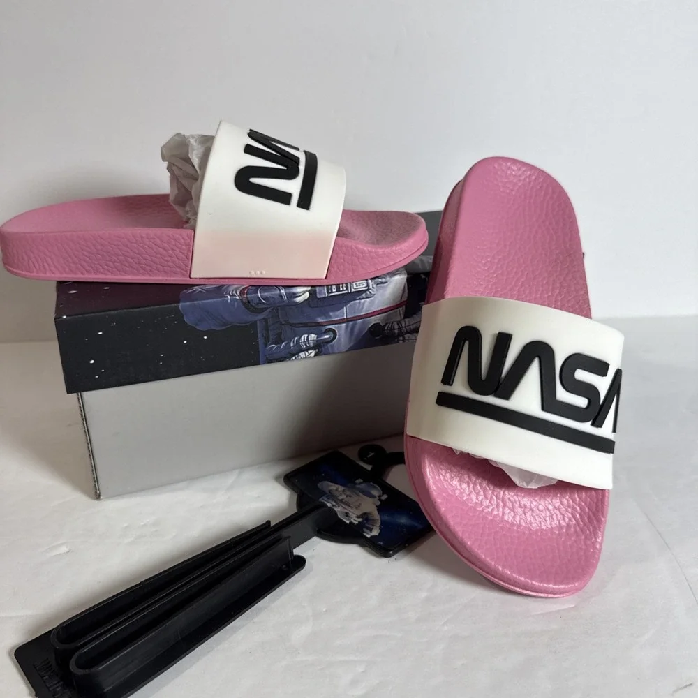 NASA Lightweight Slip-On Crater-G Sandal‎ Slide Kids US Size 1 Pink/White NEW